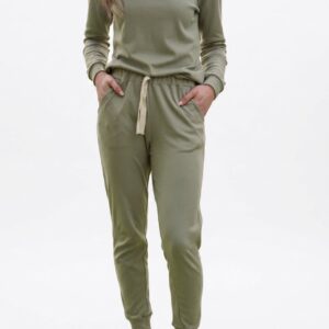 Esther Organic Cotton Pajama Set Long | Olive