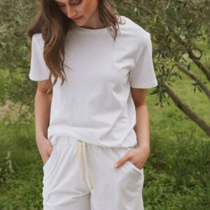 Organic Cotton Esther Pajama Set Short | White